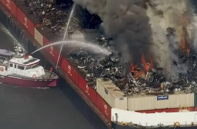 Barge Catches Fire in Delaware Bay