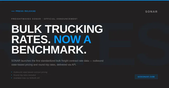 SONAR Launches Bulk Trucking Contract Rate Benchmarks
