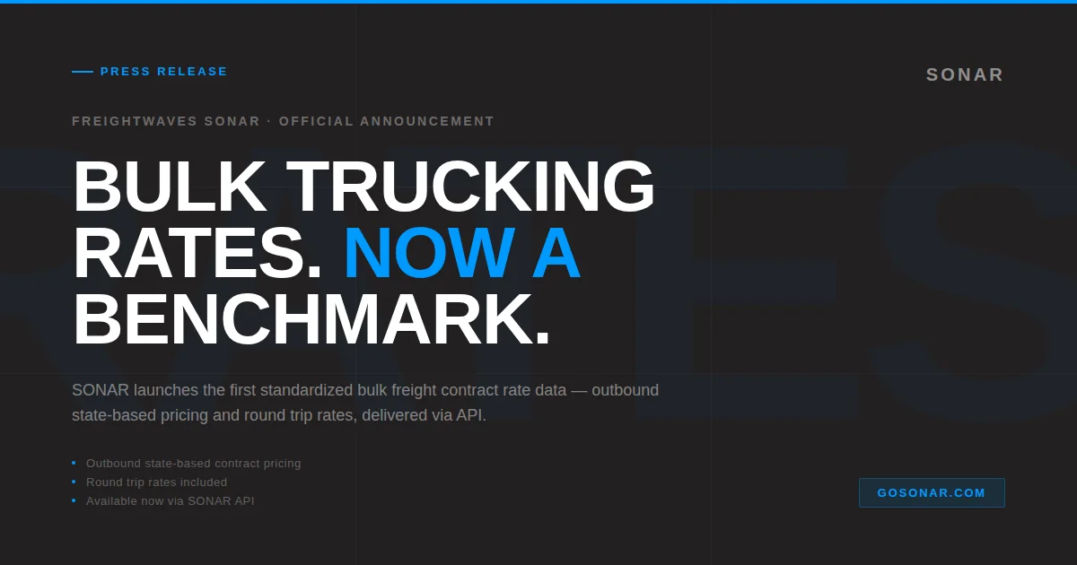 SONAR Launches Bulk Trucking Contract Rate Benchmarks