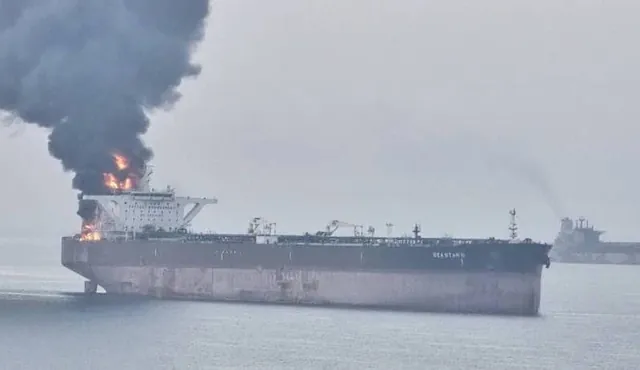 U.S. Navy Disables Iranian VLCC with Fire, Damages Tanker